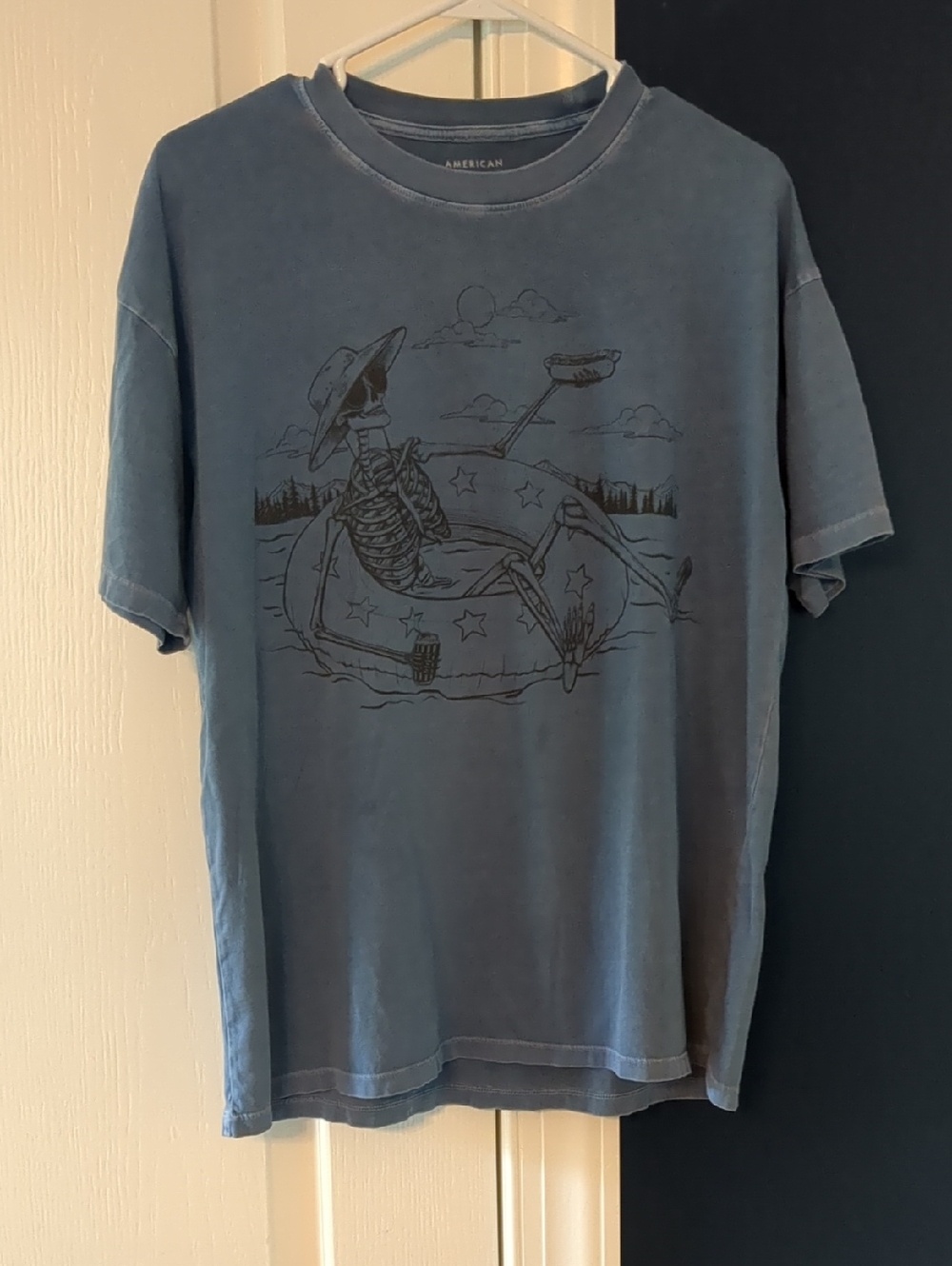 American Eagle Outfitters Faded Blue Graphic Short-Sleeve Tee